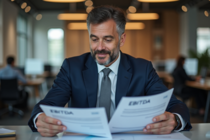 Analyste financier en costume dans un bureau moderne