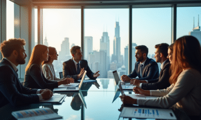 Groupe de professionnels en réunion dans un bureau moderne