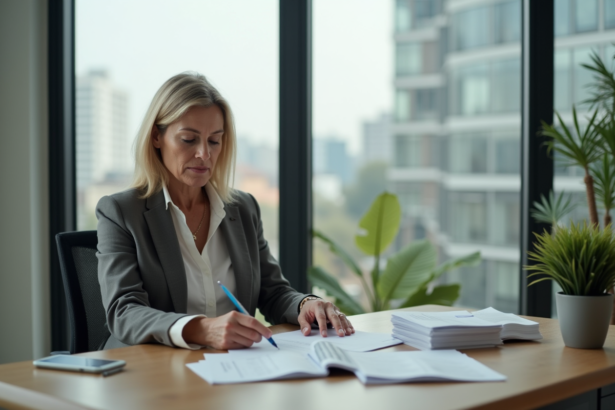 Femme d'âge moyen dans un bureau moderne et minimaliste