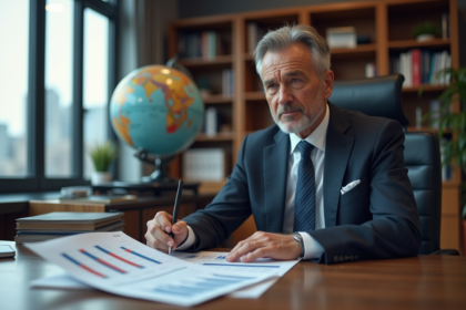 Homme d affaires en costume dans un bureau moderne