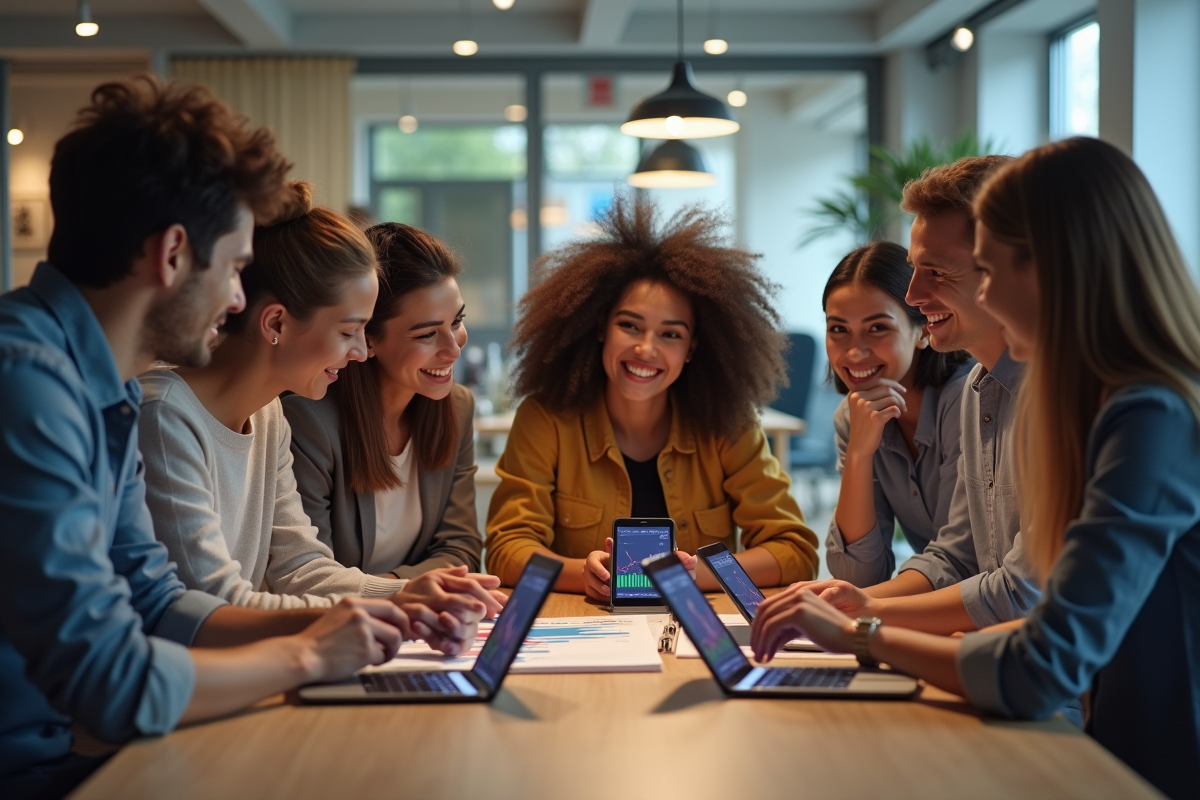 Jeunes adultes discutant stratégies d